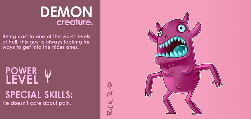 Cartoon Demon Guy who wants to get to the nicer part of Hell by Rick Ruiz-Dana Character Design