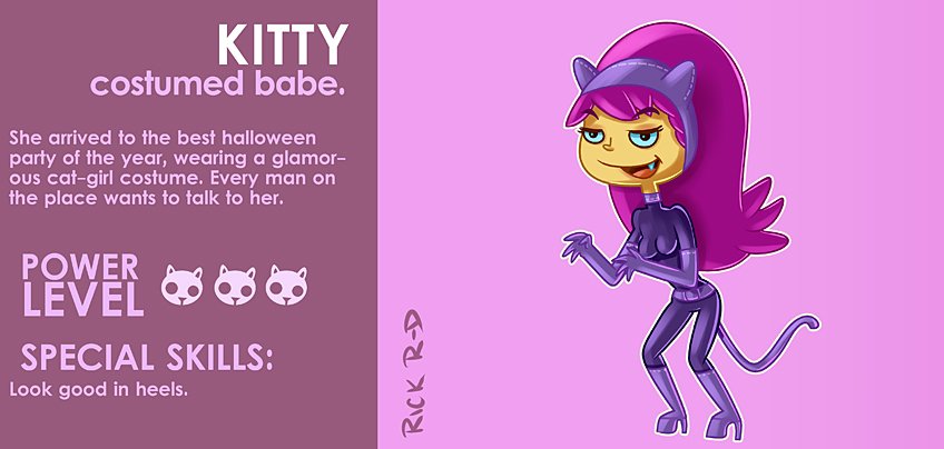 Toon Babe in Cat-Girl Costume for the Best Halloween Party of the Year by Rick Ruiz-Dana Cartoon character