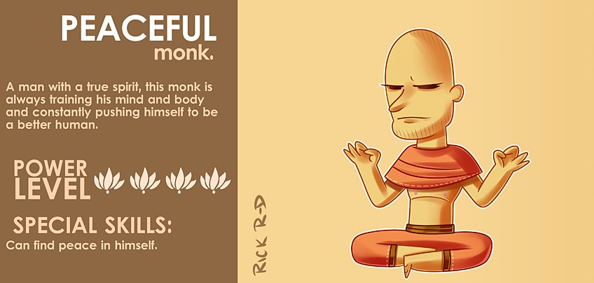 262_Cartoon_Peaceful_Buddhist_Tibetan_Monk_Meditating