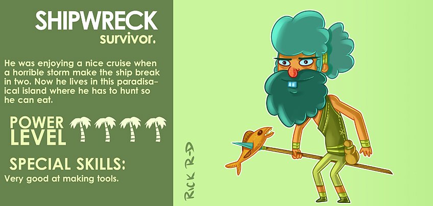 273_Cartoon_Shipwreck_Survivor_who_Fishes_for_breakfast_on_a_Desert_Island