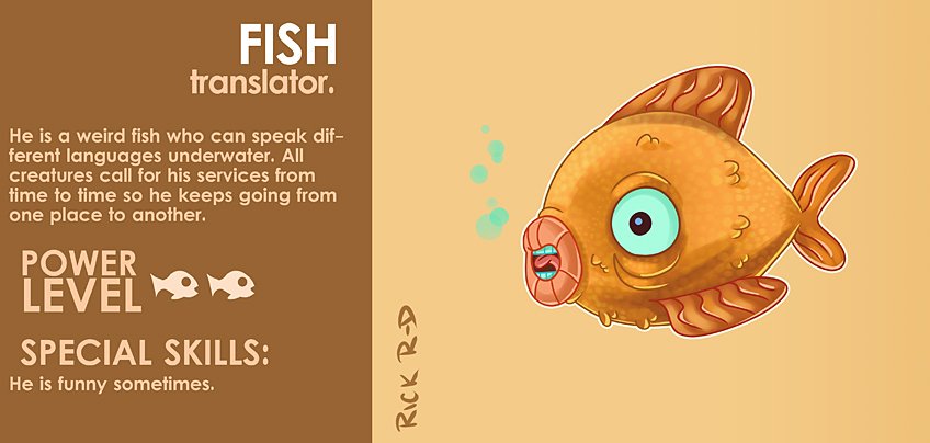 301_Cartoon_Weird_Babel_Fish_who_is_Good_with_different_Language_Translations_by_Rick_Ruiz-Dana