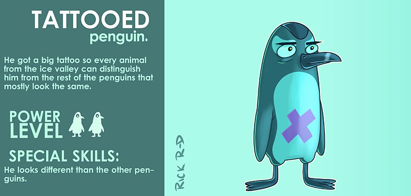 310_Cartoon_Penguin_with_a_Tattoo_so_he_can_be_Different_and_Unique_by_Rick_Ruiz-Dana
