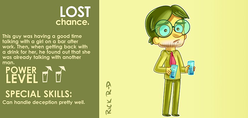 321_Cartoon_Office_Guy_with_Drinks_on_a_Bar_trying_to_Hook_Up_with_a_Girl_by_Rick_Ruiz-Dana