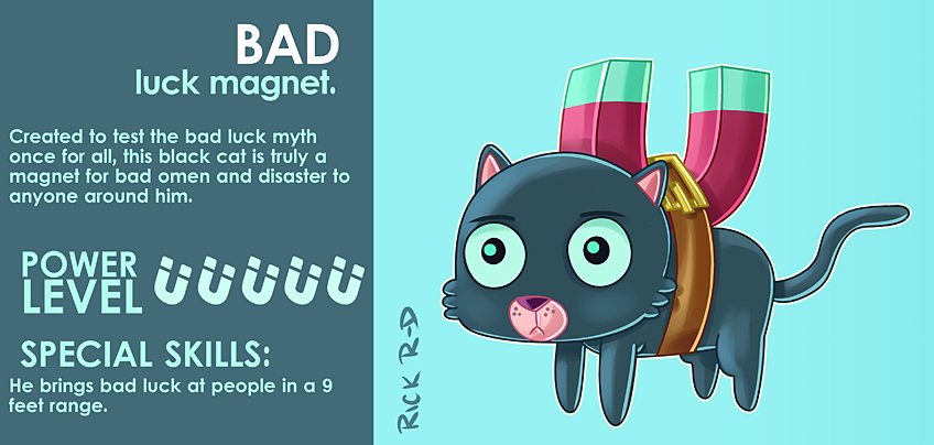 330_Cartoon_Black_Cat_with_Magnet_on_His_Back_to_Spread_Bad_luck_to_People_by_Rick_Ruiz-Dana