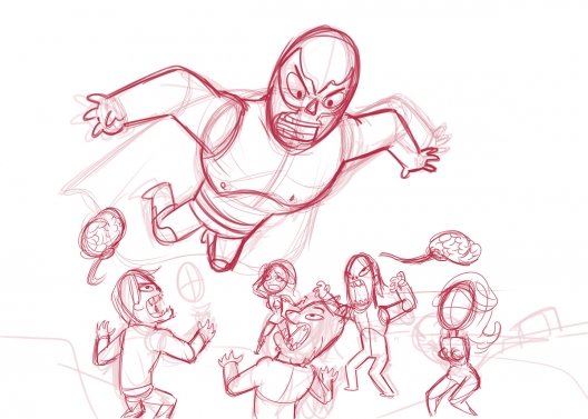 Pencil_sketch_Blue_Demon_Tribute_mexican_lucha_libre_by_RickR-D