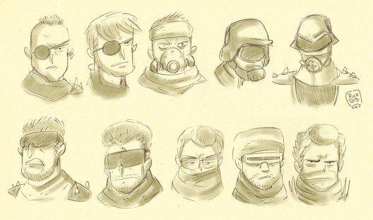 Mas diseños de personaje cartoon en boceto de soldados de ciencia ficción