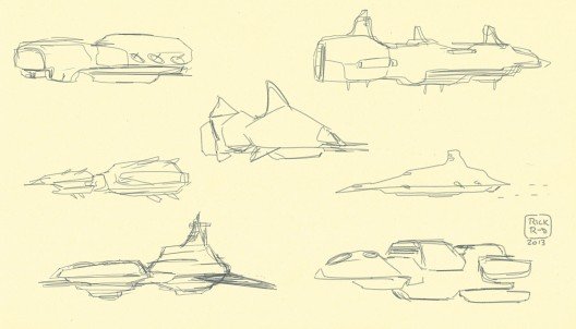 sci-fi sketch concept art videogame spaceship shapes 4 by Rick Ruiz-Dana
