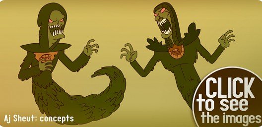 Cartoon character design concepts of an Egyptian spirit for a future illustration project by Rick Ruiz-Dana