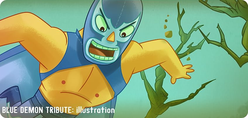 lucha_libre_Blue_Demon_tribute_cartoon_illustration_06-13-2012_by_Rick_Ruiz-Dana
